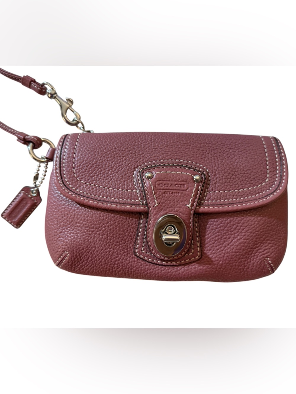 Coach Legacy Leather Flap Turn-lock Wristlet, Mauve, Like New! 💜🩷